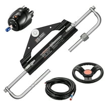 KFFKFF 150HP Marine Hydraulic Steering System, Boat Hydraulic Steering Gear with 13.5-inch Steering Wheel, Helm Pump, Hydraulic Cylinder & Pair of 26FT Tubes