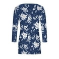 thumbnail image 6 of Women's 3/4 Sleeve Tops Floral Printed Square Neck Tee Shirt Plus Size Casual Trendy Tunic Tshirts S-5X (M, Navy), 6 of 7