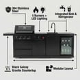 thumbnail image 3 of 84-Inch Barbecue Island Grill, 5-Burner 75300 BTU Deluxe Stainless Gas Outdoor Kitchen Island,Steel BBQ with Side Burner + Refrigerator,Cooler and Sink + Rotisserie kit + Granite Countertops,Black, 3 of 9