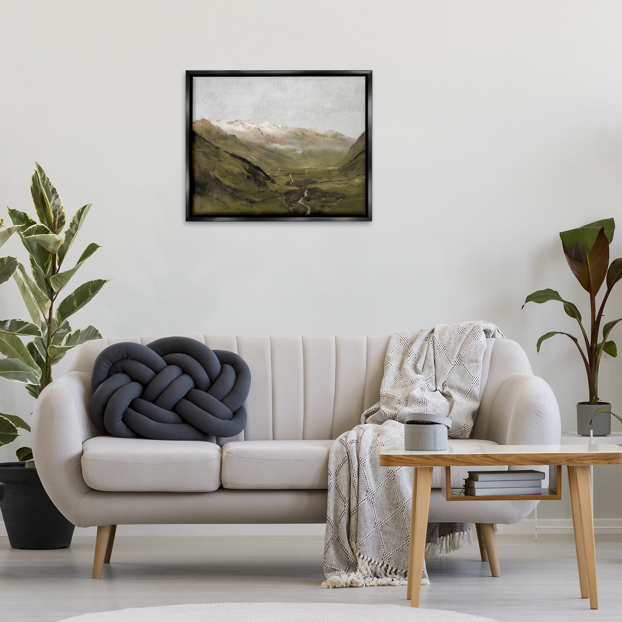 Stupell Industries Winding Valley Path Landscape Painting Black Floater Framed Art Print Wall Art, 31 x 25