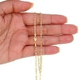 thumbnail image 4 of Nuragold 14k Real Yellow Gold Figaro Link 2.5mm Diamond Cut Two Tone Pave Chain Necklace (16"-26") Italian Jewelry for Men & Women, 4 of 9