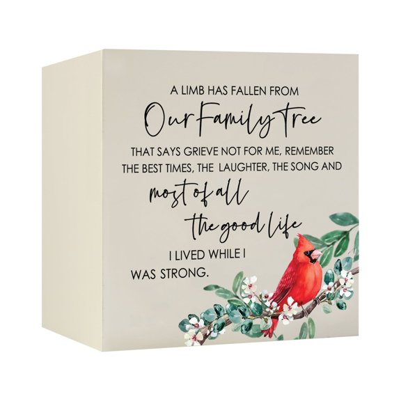 LifeSong Milestones Wooden Ivory Shadow Box Urns for Adult Cremation Ashes - A Limb Has Fallen