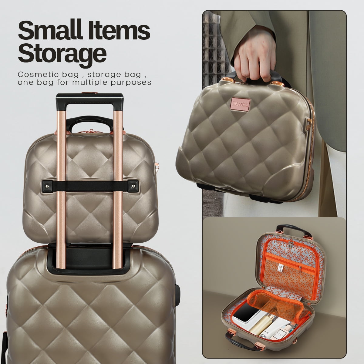 4-Piece Hardside Luggage Set, Lightweight Spinner Suitcases with TSA Lock, Expandable,  Elephant/Skin, 14"/20"/25"/29", WD8810