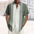 thumbnail image 2 of Mens Bowling Shirts 1950s Casual Short Sleeve Button Up Contrast Shirt Summer Color Block Cuban Shirts White L, 2 of 4