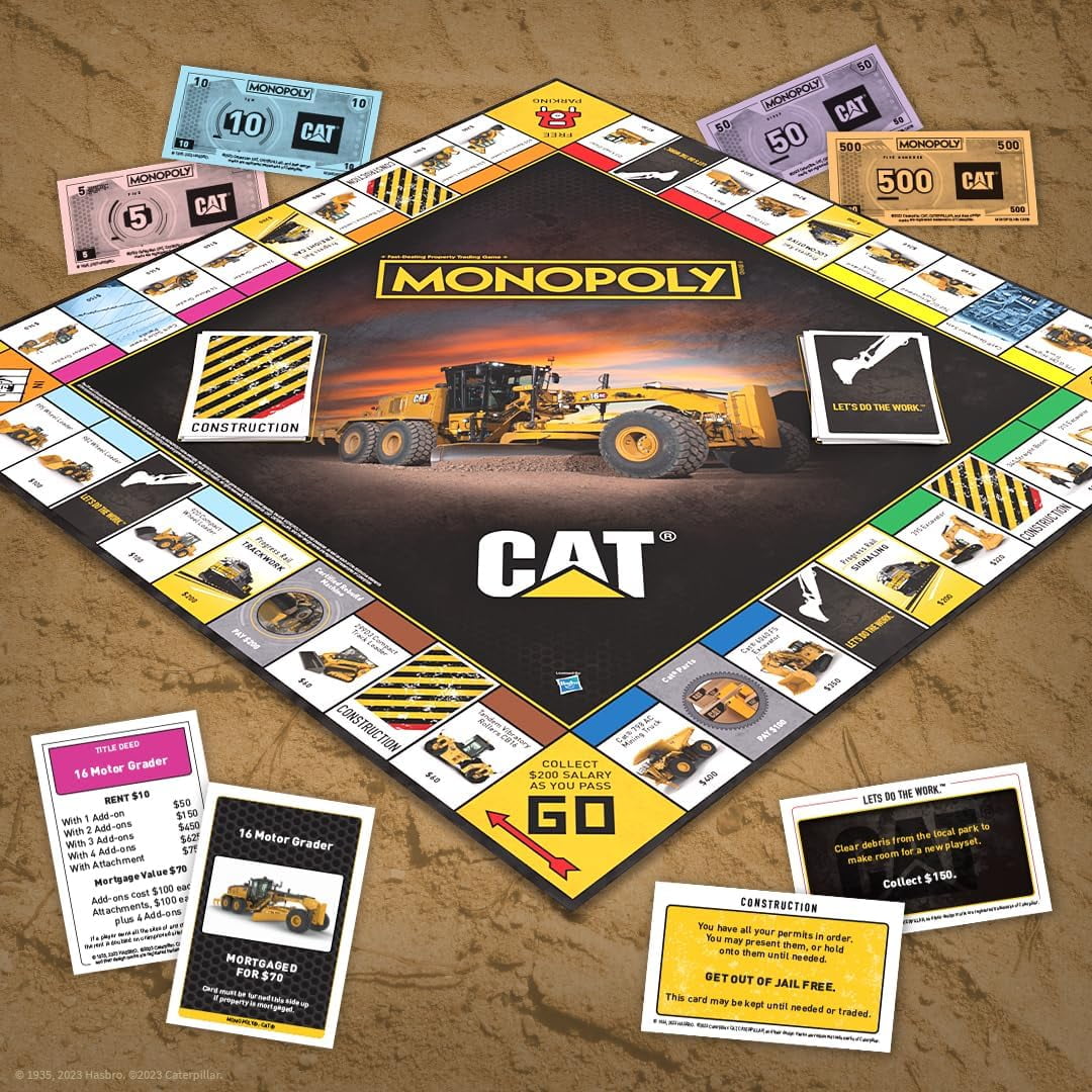 USAopoly Monopoly CAT Caterpillar Classic Board Game, Cardboard