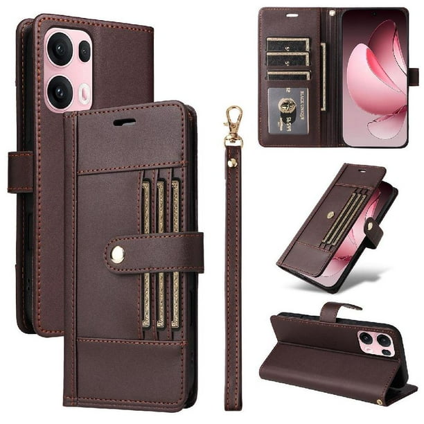 FOXDOCK Funda tipo Cartera para OPPO Reno 14 Pro 5G – Cubierta de Cuero PU con Múltiples Ranuras, Bolsillo para Efectivo y Correa de Muñeca