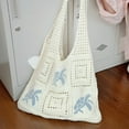 thumbnail image 5 of Lilixerw Knitted Shoulder Bag with Hollow Woven Turtle Design for Women,Lightweight Travel Beach Pack,Nylon Casual Purse,Water Bottle Pocket,Travel Supplies,15.35x12.20x1.97 in,Beige, 5 of 6