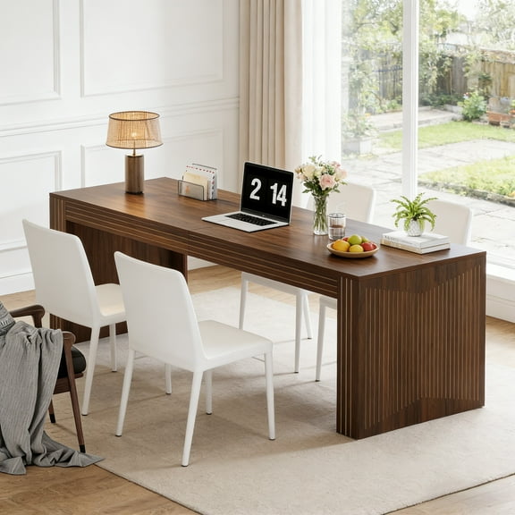 Fnova 78.7" Modern Farmhouse Dining Table, Extra Long Wooden Kitchen Table, Easy Assembly, Seats 4-6 for Dining Room & Kitchen, Living Room