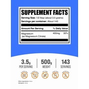 BulkSupplements Magnesium Citrate Powder, Bone & Joint Health, 500g