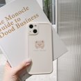 thumbnail image 3 of Compatible for iPhone 14 Plus Case Cute Painted Design Brown Bear with Cheeks for Women Girls Fashion Slim Soft Flexible TPU Rubber for iPhone 14 Plus-Beige, 3 of 8