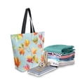 thumbnail image 2 of Open Top Canvas Tote Bag with Zipper Reusable Shopping Bag 13.5x15" Roomy Carryall Colorful Autumn Maple Leaves, 2 of 9