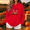 thumbnail image 2 of Enjoytime Womens Hoodie Halloween Printed Drawstring Long Sleeve Pullover Sweatshirt Fall Vintage Casual Spooky Season Hoodies, 2 of 5