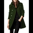 thumbnail image 2 of Abrigo Cruzado de Invierno para Mujer, Elegante Abrigo Tipo Gabardina de Mezcla de Larga con Cuello de Solapa y Botones Verde S, 2 of 6