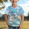 thumbnail image 2 of RTKFRFLM Boys Fish Graphic T-Shirt Cool Marine Ocean Creature Print Crewneck Short Sleeve Casual Summer Tee Top 1-13Y, 2 of 5