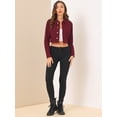 thumbnail image 3 of Chaqueta vaquera para mujer Chaqueta vaquera recortada lavada con botones deshilachados borgoña M, 3 of 6