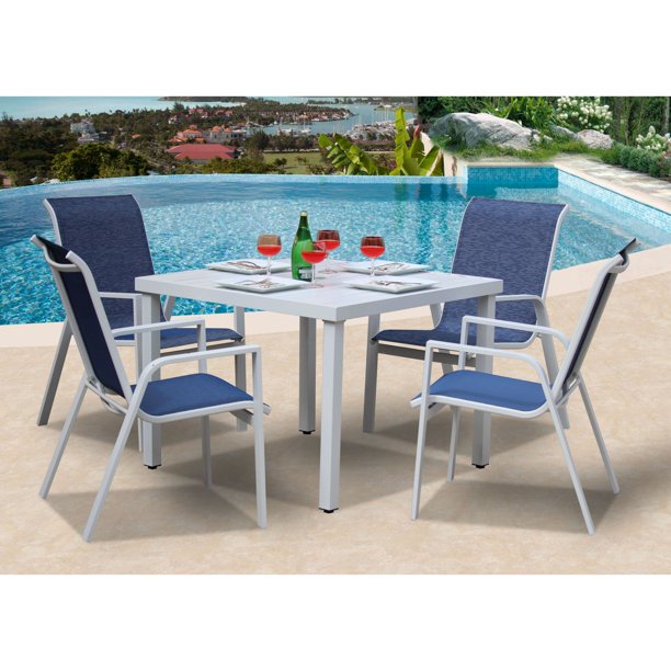 Bellini Home And Gardens Hampton Aluminum 5 Piece Patio Dining Set Walmart Com Walmart Com