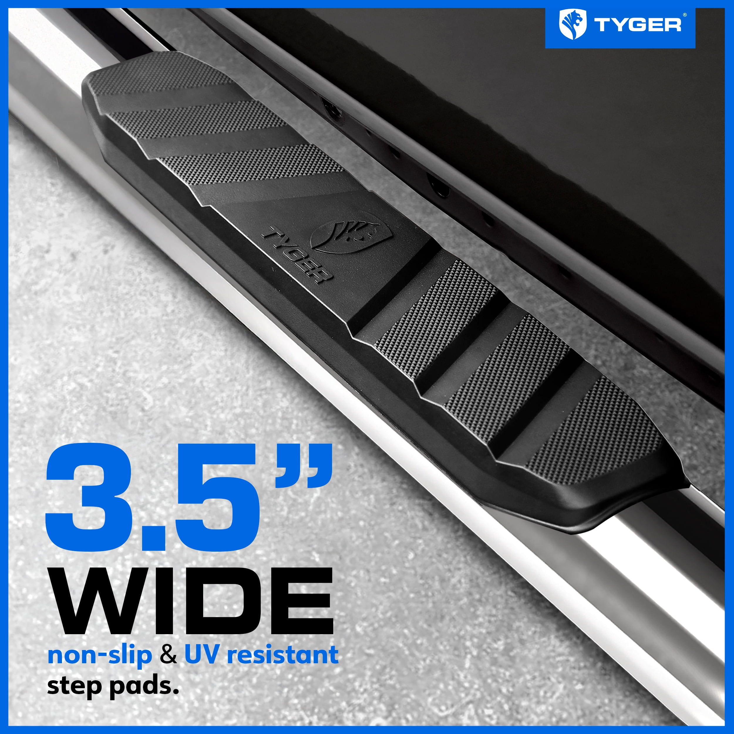 Tyger Auto 3.5" Rider Running Boards Compatible with 2019-2026 Chevy Silverado GMC Sierra 1500; 2020-2026 2500 3500HD | Crew Cab | TG-SS2C35067 | Side Step Rail Nerf Bars