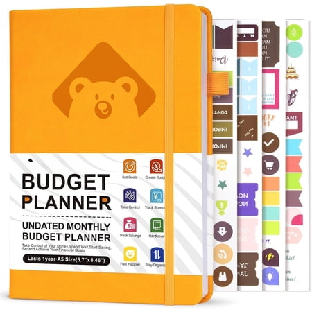 Budget Planner & Monthly Bill Organizer - Monthly Financial Book with Pockets Expense Notebook. Monthly Budgeting Organizer, Finance Logbook & Accounts Book, Bill , A5(Orange)