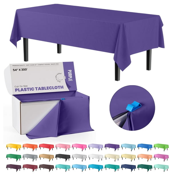 Mantel en rollo, exquisito plástico morado, 137 x 914 cm, impermeable