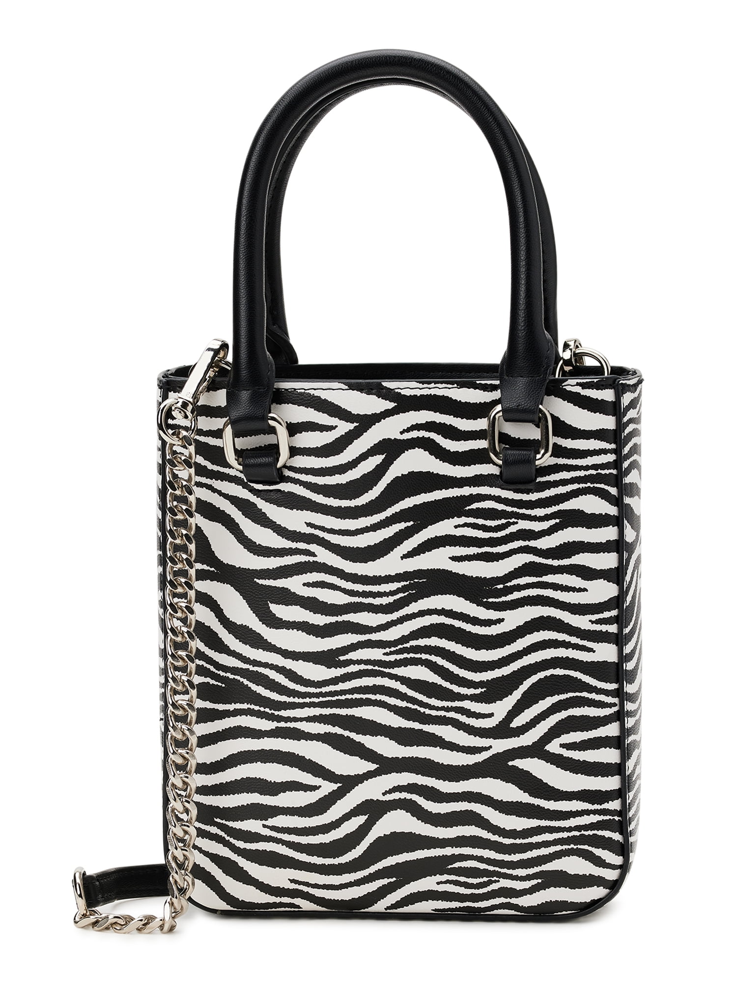 No Boundaries Women's Contemporary Tote Crossbody Handbag, Black and