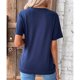 thumbnail image 4 of Blusa Vhermosa azul marino cuello cruzado manga corta pliegues laterales color puro talla L, 4 of 7
