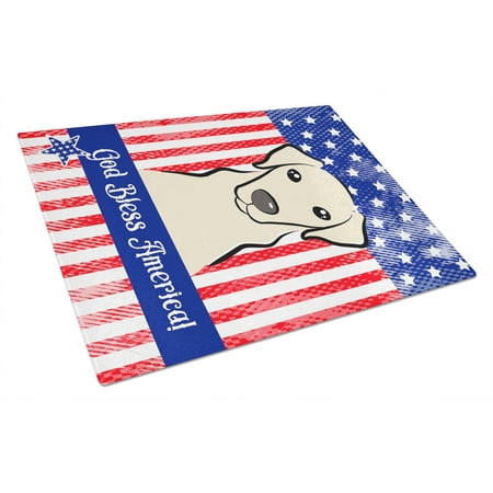 

Carolines Treasures BB2152LCB American Flag and Yellow Labrador Glass Cutting Board Large 12H x 16W multicolor