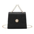 thumbnail image 1 of Adecuado para mujeres que buscan una bolsa pequeña con hebilla de perla, de moda, con cadena, para hombro y bandolera. Negro, 1 of 5