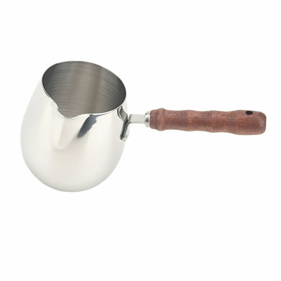 ACDANC Metal Turkish Coffee Pot Wood Long Handle Multifunctional Butter Melting Pot 300ml