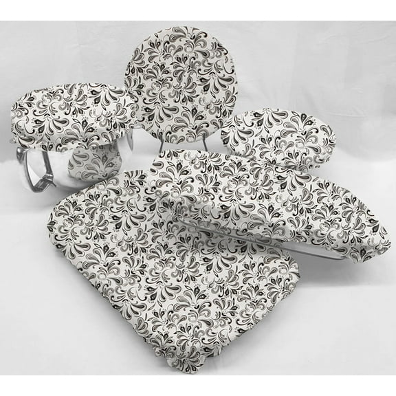 Paisley Reusable Fabric Bowl and Casserole Pan Covers by Penny's Needful Things (5 Cover Set) (Black & Gray)