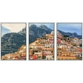 thumbnail image 1 of PixonSign Framed Canvas Print Wall Art Set Mountain Range Italy Lake Cuomo City Urban Architecture Photography Realism Scenic Landscape Decorative Colorful Multicolor for Bedroom - 16"x24"x3 White, 1 of 5