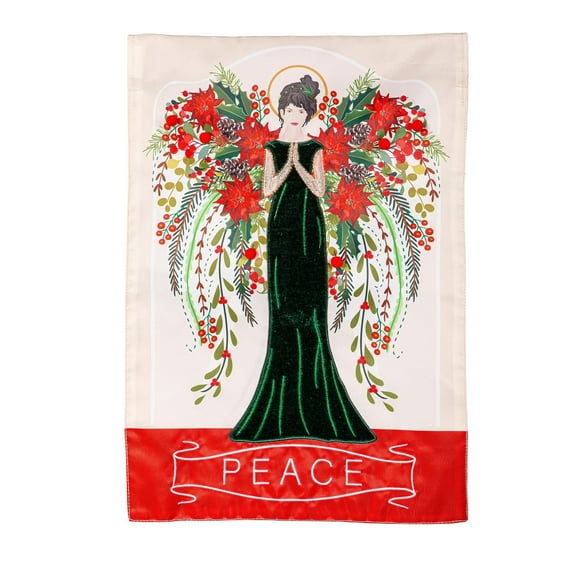 Evergreen Floral Angel Applique Garden Flag 12 x 18 Inches Indoor Outdoor Decor