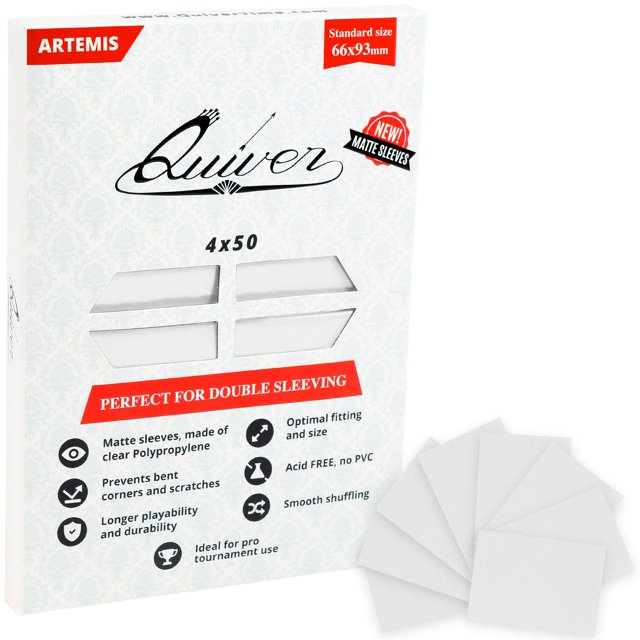 Quiver Time 200 Artemis Funda para cartas blanca de tamaño estándar - Fundas para barajas mate - Protectores de cartas compatibles con Magic: The Gathering (fundas para cartas MTG) y otros naipes (bla