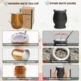 thumbnail image 7 of 8 Oz Yerba Mate Cup, Tea Cup Set Include Stainless Steel Modern Mate Cup, 2 Bombilla Mate Straws, Cleaning Brush and BPA Free Lid, Double-Walled and Hot & Cold Drink, for Mate Tea, Coffe(Brown), 7 of 7