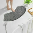 thumbnail image 5 of PALIFEUR Super Non-Slip Bathroom Rugs, 12x39" Curved Cobblestone Embossed Bath Rug Quick-drying Highly Absorbent Bathroom Mat Washable Fanned Bath Mats for Bathroom Corner Tub, Dark Gray, 5 of 5