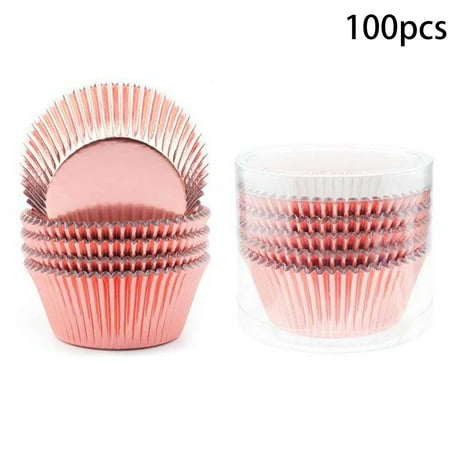 

BAMILL 100Pcs Professional Quality Foil Cupcake Muffin Baking Cases For Cake
