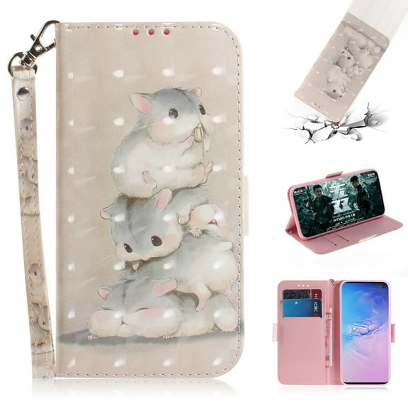 Galaxy S10 Plus Case, S10 PlusCase, Allytech 3D PU Leather Protective Cover & Pocket Lanyard Wallet with Cards Holder, Support Kickstand Slim Case for Samsung Galaxy S10 Plus, Three squirrels