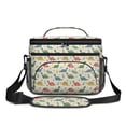 thumbnail image 2 of Dinosaur and Flower Beige Pattern Insulated Lunch Box for Women Men, Medium Leakproof Cooler Bag with Adjustable Strap, 10"x6.7"x8", 2 of 6