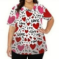 thumbnail image 3 of Dwralegc Valentines Day Tops for Women Plus Size Comfortable Top Stretch Short Sleeve Heart Pattern V Neck Nurse Workwear with 2 Pockets Red 5XL, 3 of 5