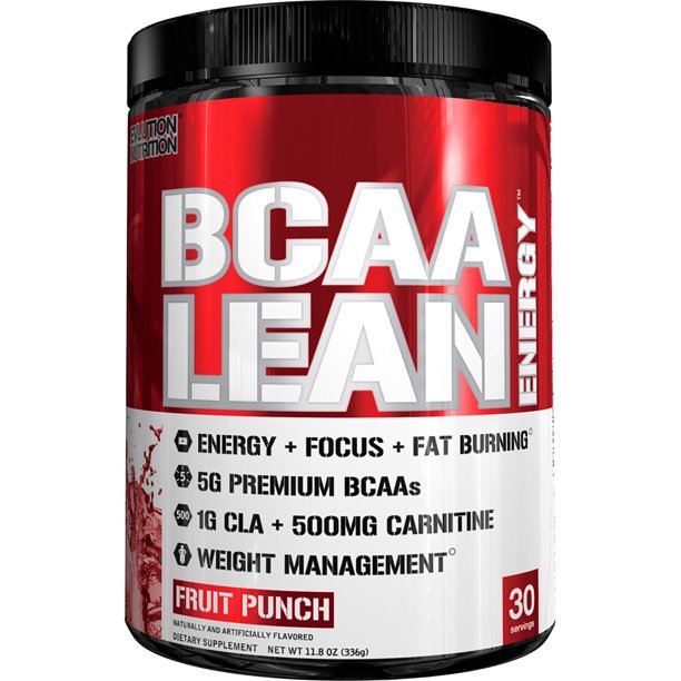 Evlution Nutrition BCAA Lean Energy Powder, Fruit Punch, 30 Servings