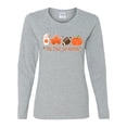 thumbnail image 2 of Wild Bobby Tis' The Season Pumpkin Spice Leaves Football Pumpkins Stars Halloween Women Graphic Long Sleeve Tee, Heather Grey, XX-Large, 2 of 6
