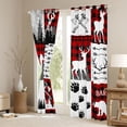 thumbnail image 3 of Feelyou Bear Deer Curtains Pack of 2 (52x84 Each), Red Patchwork Plaid Window Curtains, 3 of 6