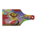 thumbnail image 2 of Circus Cutting Board, Lionnd Clownt the Circus Stage Theater Curtain Playing Performancerts, Decorative Tempered Glass Cutting and Serving Board, Wine Bottle Shape, Multicolor, by Ambesonne, 2 of 5