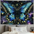 thumbnail image 2 of Blue Butterfly Tapestry Boho Floral Tapestries Botanical Moon Phase Tapestry Aesthetic Large Tapestry Teal Wall Tapestry for Bedroom Living Room Dorm, 2 of 6