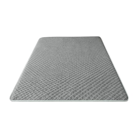 Cooling Breathable Summer Sleeping Mat with Ice Silk Fabric Washable Foldable Bed Pad for Hot Weather Bedroom Moisture Wicking Mattress Topper (Gray S)