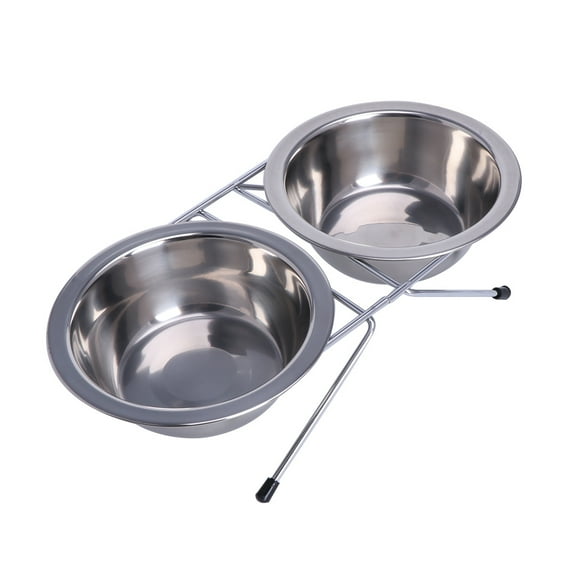 Double Dog Bowl Pet Feeding Station Stainless Steel Water and Food Bowls with Non Skid Stand for Cats Puppy Small Dogs