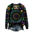 thumbnail image 6 of Gamivast Carnival Tops for Women Plus Size Long Sleeve Trendy Mask Graphic Blouses Funny Crewneck Drop Shoulder Tunic Sweatshirts Holiday Mardi Gras Shirt, 6 of 6
