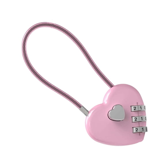 3 Digit Combination Lock with Steel Cable, 3.54X1.57" Heart Shaped Anti-Theft Password Padlock, Mini Combo Lock with Code, Cute Small Lock for Luggage Backpack Zipper Bag Drawer Gym Locker Storage