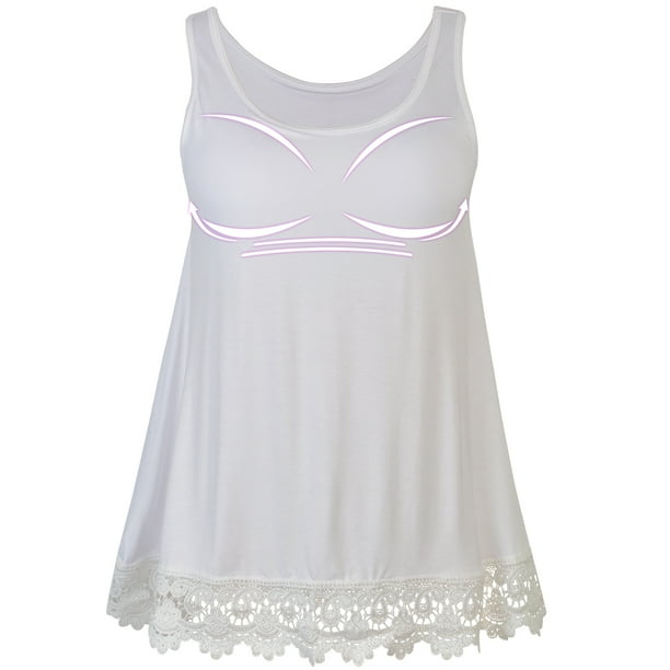 Anyfit Wear Plus Size Camisole with Built in Bra Padded Tank Tops for