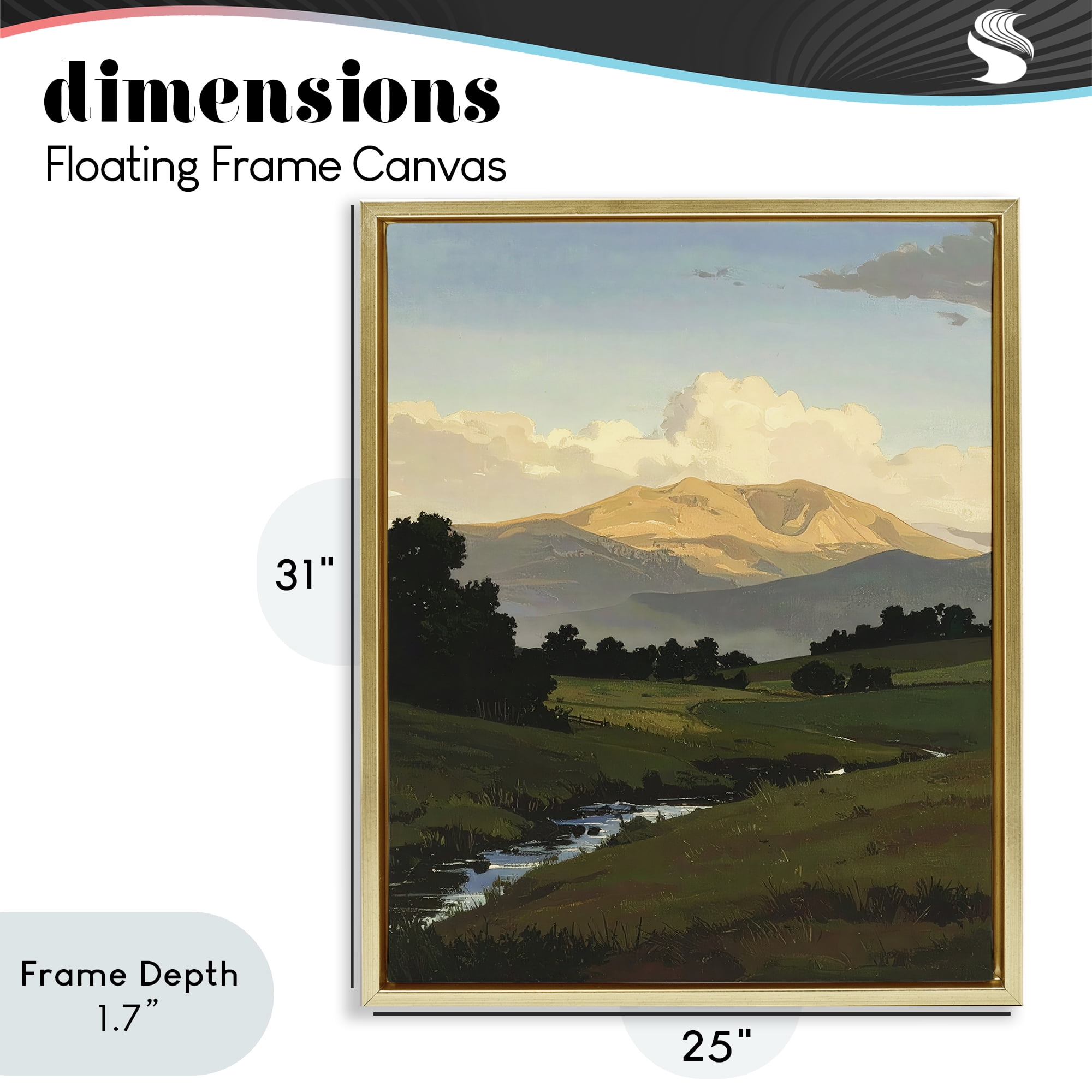 Stupell Industries Across The Valley Nature Gold Framed Floater Canvas Wall Art, design by Alonza Saunders