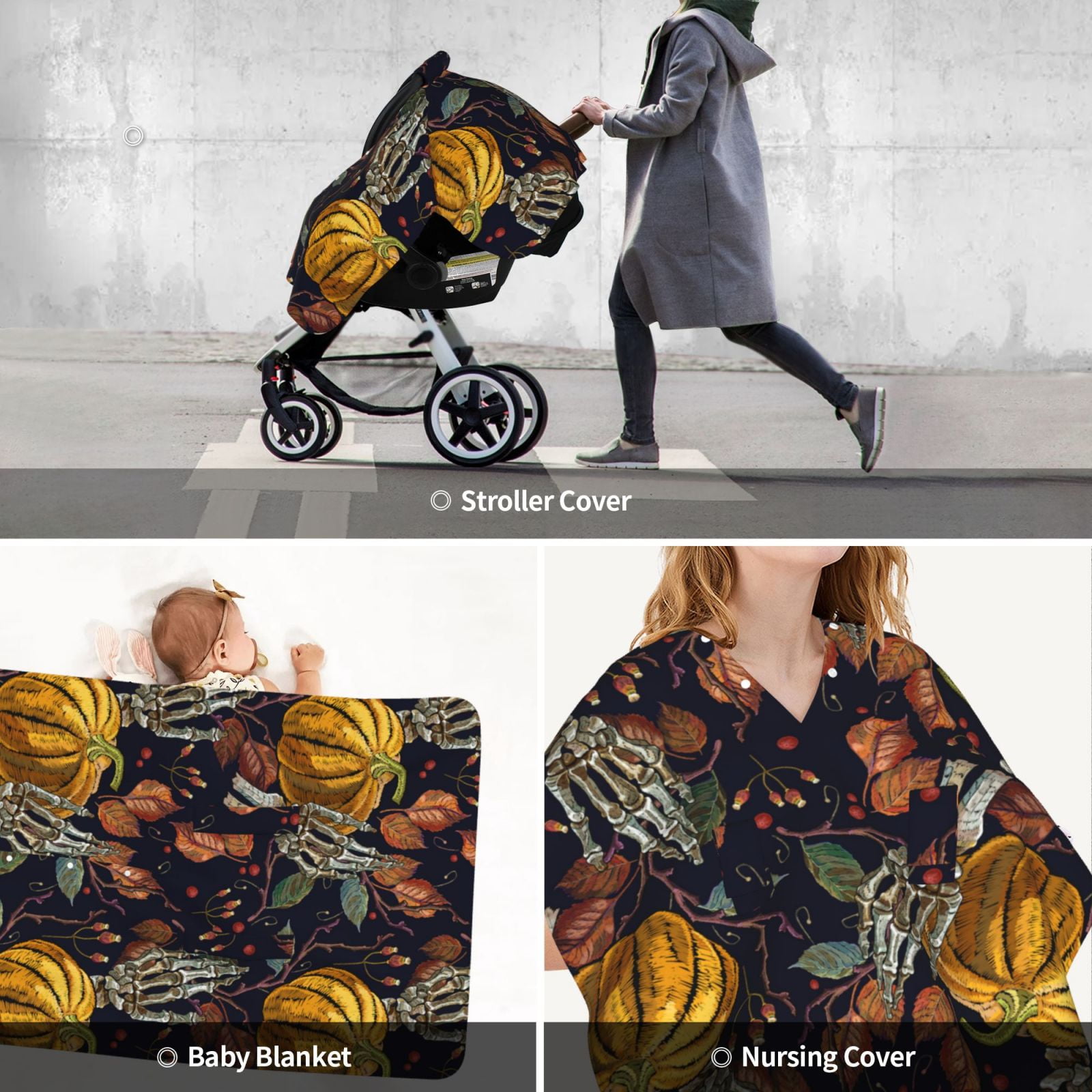 Car Seat Cover Baby - halloween pumpkin background Breathable Infant Car Seat Cover for Baby Carseat, Lightweight Comfort Baby Essentials Must Haves Newborn Stuff for Girl Boy